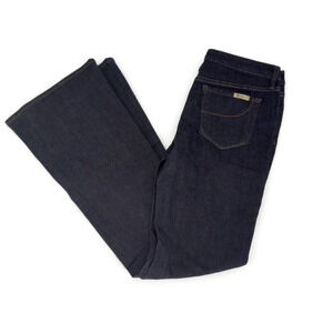 Grass Womens Flare Jeans Blue Stretch Pockets Dark Wash Denim 29